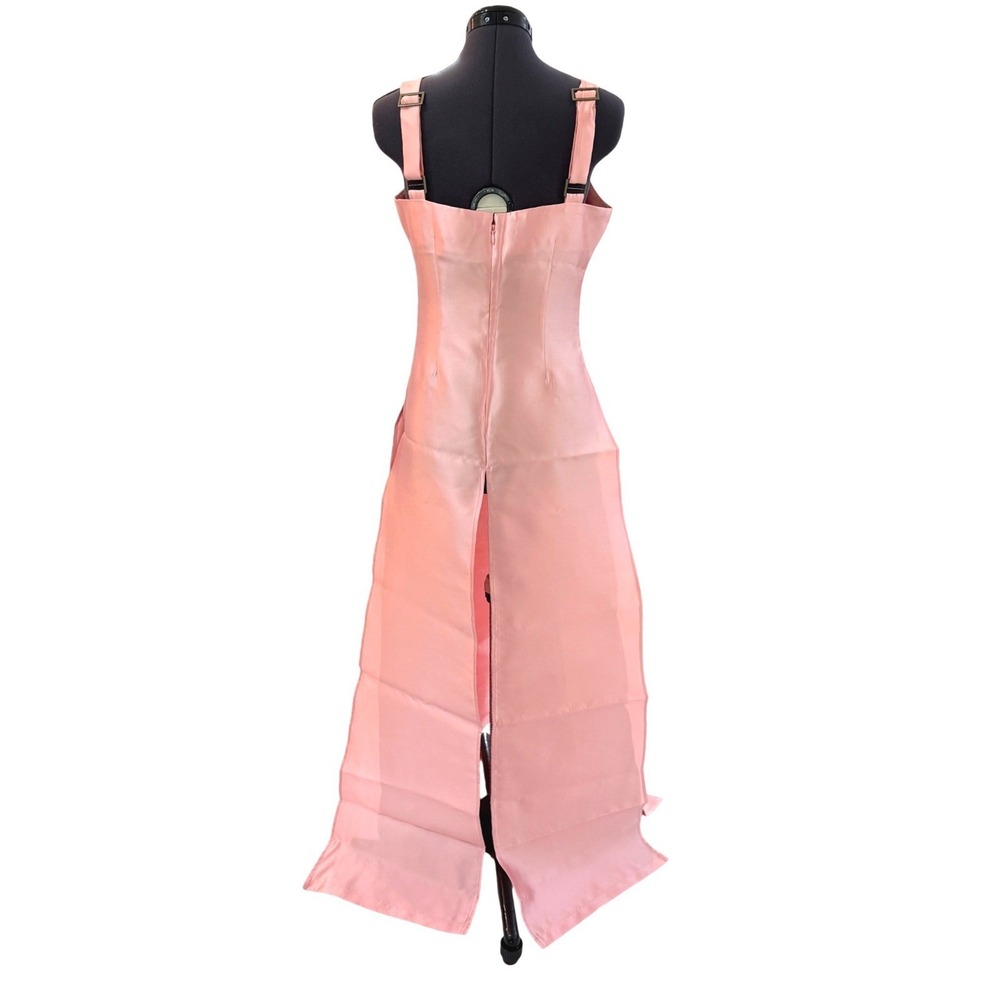 Andrea Iyamah Vasi Top Peach Satin High Slit Maxi Tunic Size 8 Medium New - Picture 3 of 10
